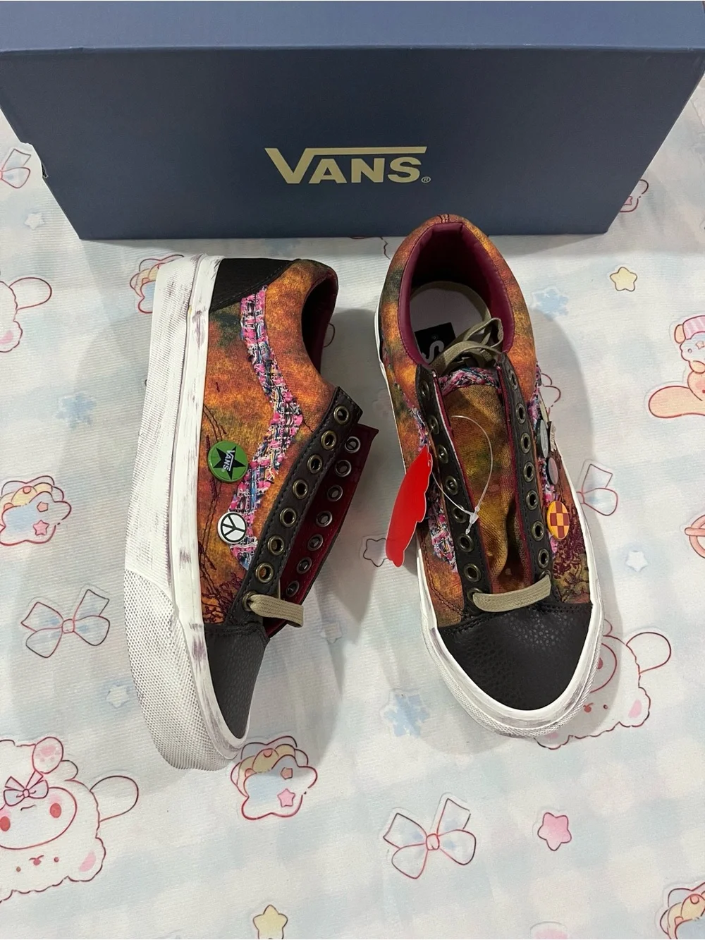Vans Multicolor Patchwork Low Top Sneakers with Black Toe